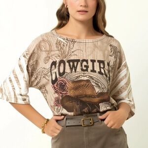 Big Bang Texas Graphic Tee Western Cowboy boots Y2K Grunge Top – Women's 2X #27